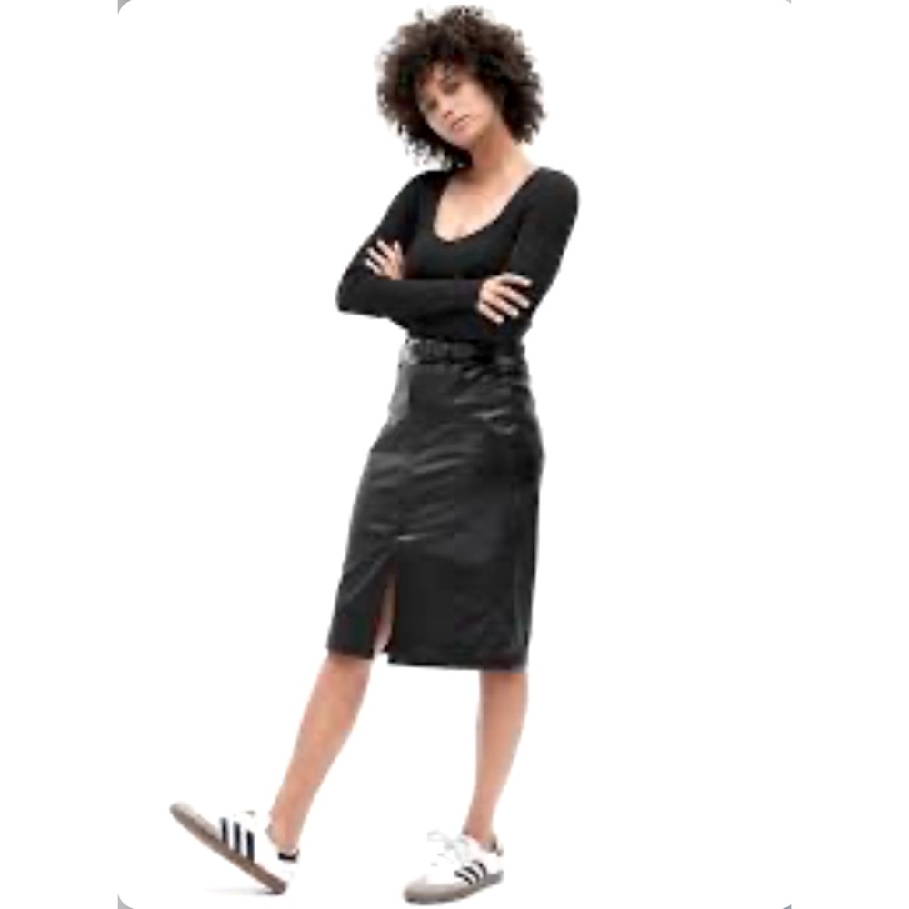 GAP Vegan Leather Pencil Midi Skirt